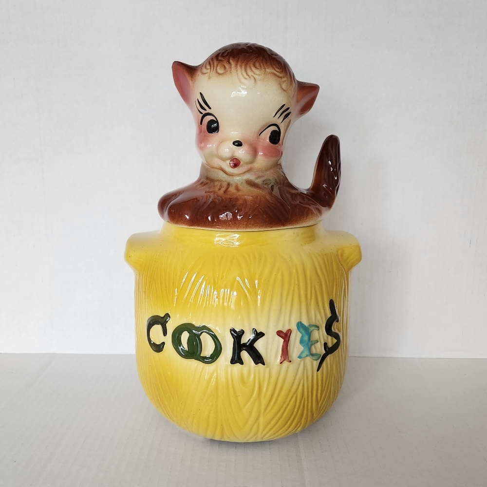 1950's American Bisque Cookie Jar Pup in a Pot